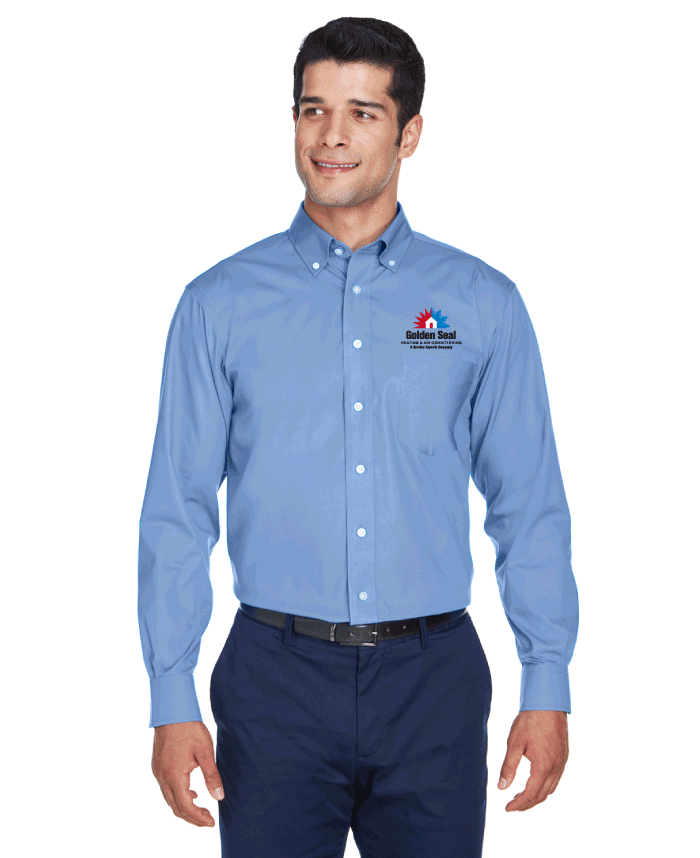 Men's Long Sleeve Oxford, Light Blue, Size Large, Golden Seal