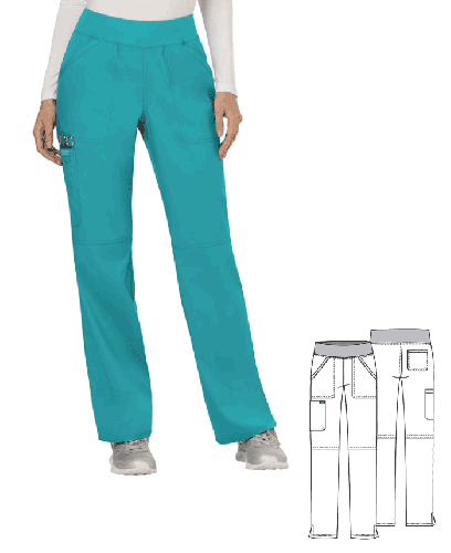 Ladies Cherokee WorkWear Revolution Mid Rise Straight Leg Pull-on Pant
